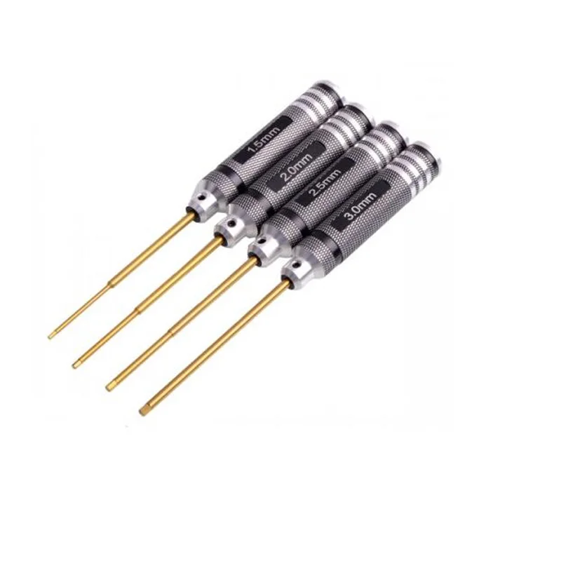 RC Tools 4 pcs hex screw driver set titanium plating hardened 1.5 2.0 2.5 3.0mm screwdriver For RC helicopter Boat Car toys