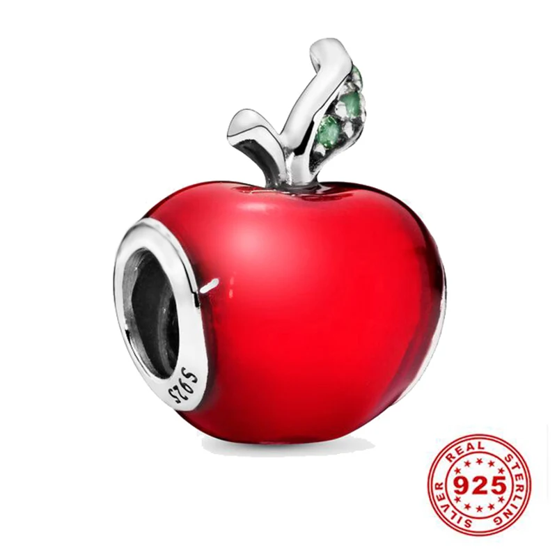 

New European 925 Sterling Silver Red Apple Diy Bead Fit Original Pandora Charms Bracelet Bangles Diy Christmas Jewelry Gift