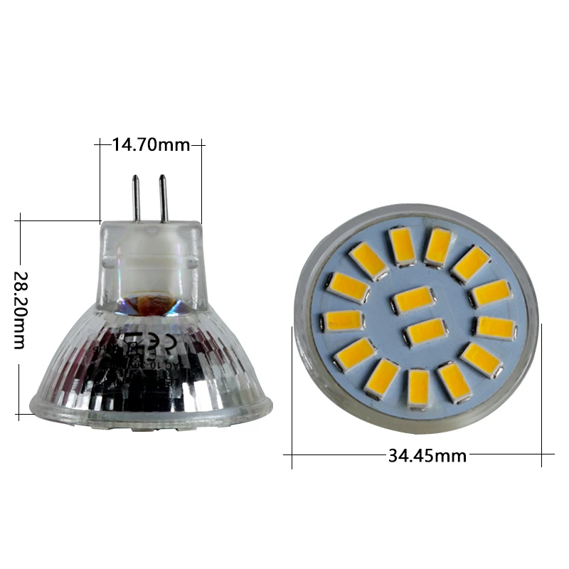 Lampa GU4 MR11 żarówka Led 12v 24 v reflektor 1W 2W Super szklana średnica kubka 35mm światło punktowe Ac Dc 12 24 v lampa energooszczędna