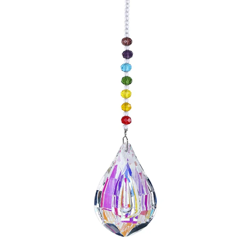 1 pz colorato goccia d'acqua cristallo prisma ciondolo arcobaleno lampadario pendente decorazione perlina di cristallo tenda pendente decorazione auto