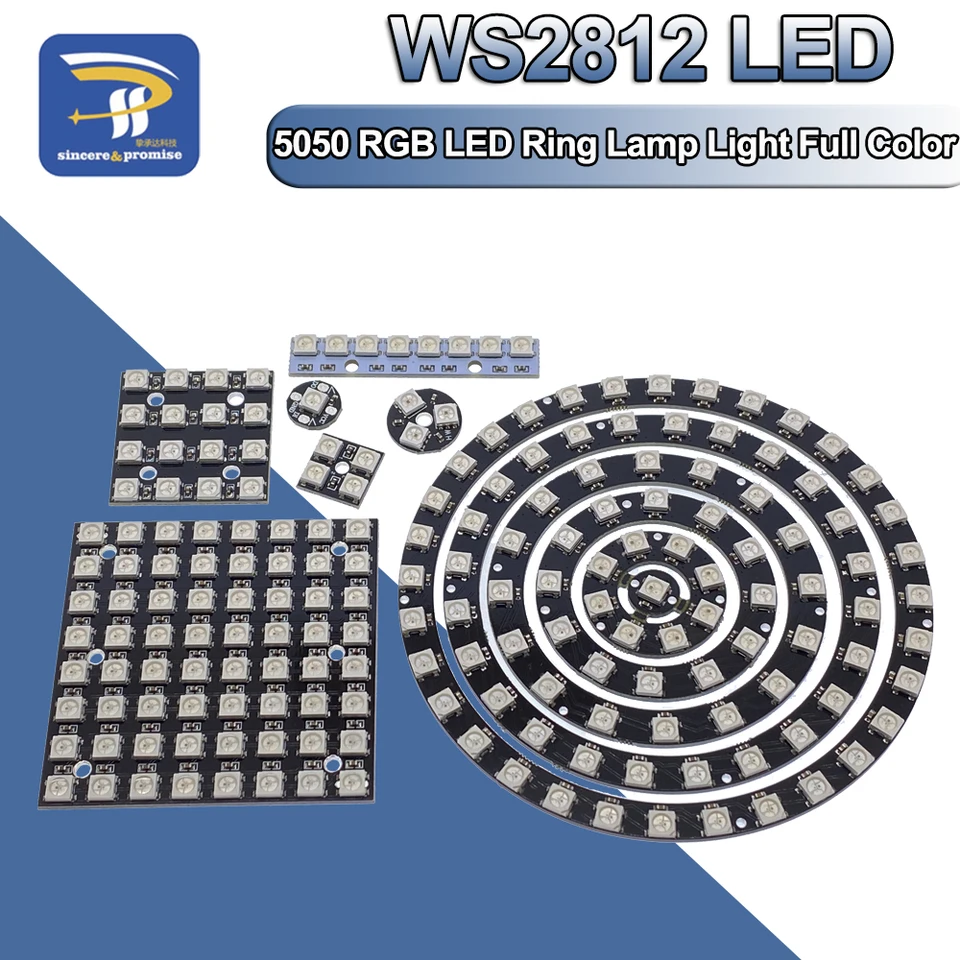 Produktbild von WS2812 RGB LED Ring 12x 5050 – 12 LEDs Mit Treiber, Für Arduino, Raspberry Pi & ESP32 (2 Stück)