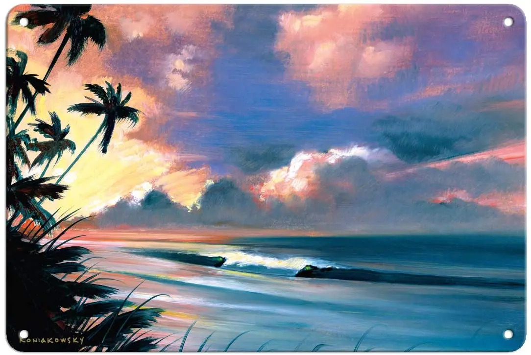 

Pacifica Island Art Tropical Dream - Coastal Landscape - from an Original Color Painting by Wade Koniakowsky - 8in x 12in