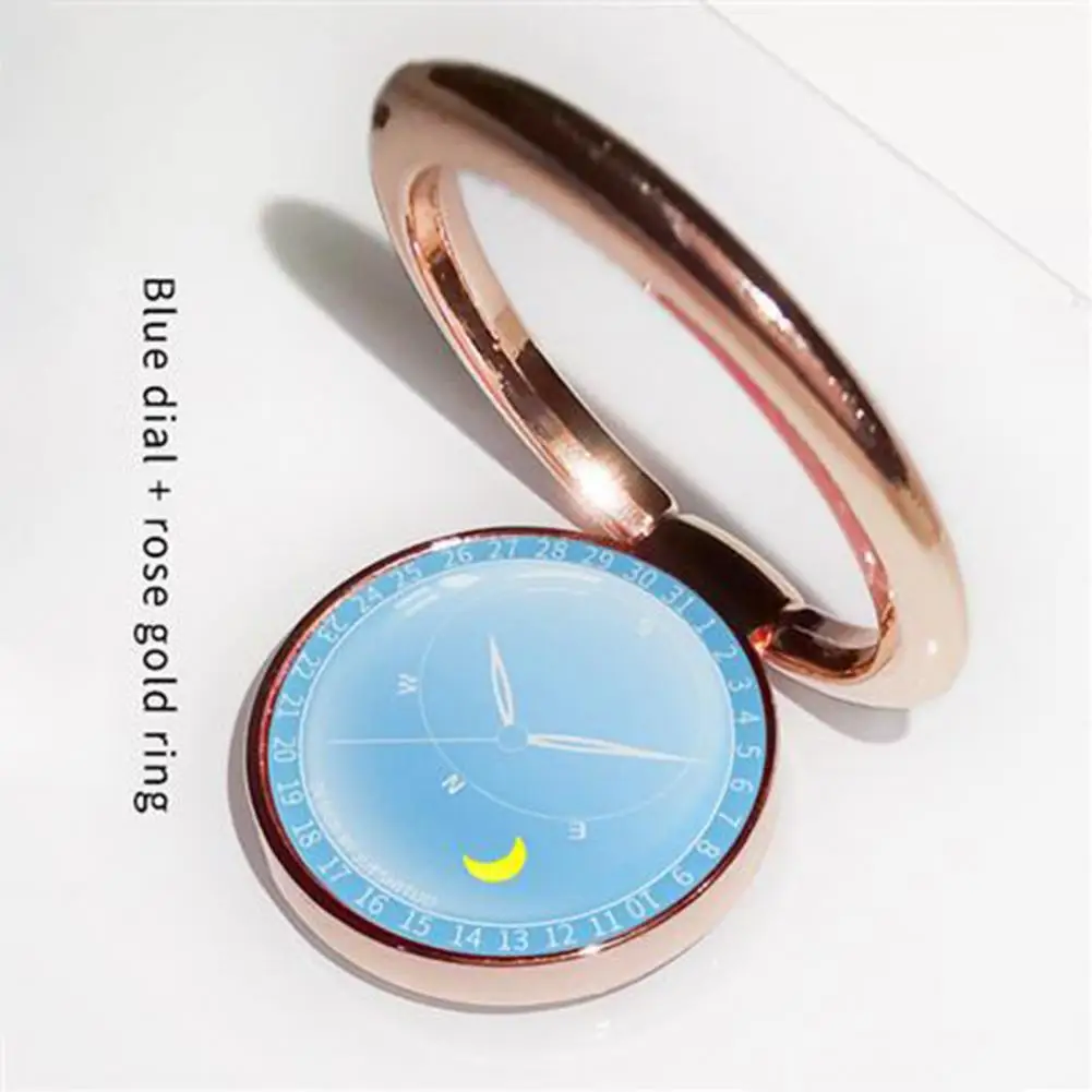 Finger Ring Holder Clock Shape 360 Degree Rotation Mini Metal Universal Mount Bracket for Mobile Phone