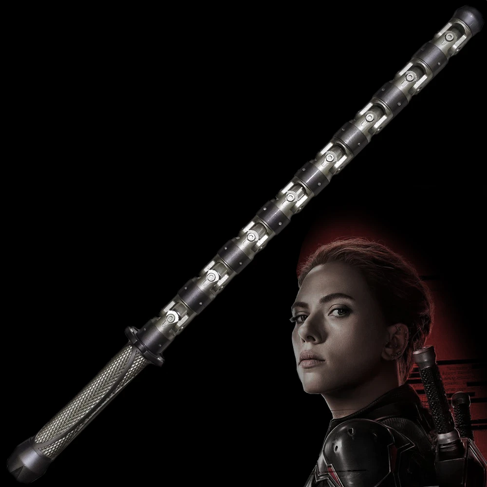 Black Widow Natasha Double Whip stick metal weapon Scarlett Johansson kit model Can light Halloween performance props