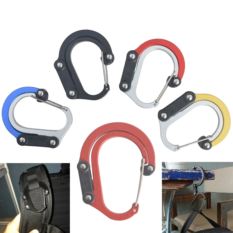 Hybrid Gear Clip - Carabiner Rotating Hook Clip Non-Locking Strong Clips for Camping Fishing Hiking Travel Backpack Out