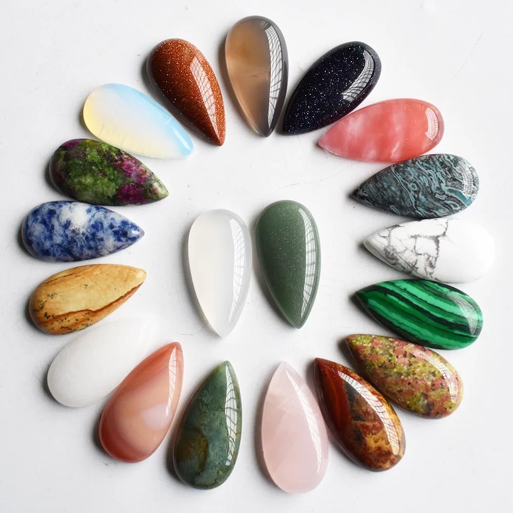 

Wholesale 20pcs/lot 30x15x6mm mixed natural stone teardrop CAB CABOCHON beads for DIY jewelry accessories free shipping