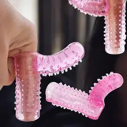 Penis Sleeves Silicone Finger Cock Ring Penis Lesbian Sex Toys for man Adult Product  nice choice to as a gift for yourself