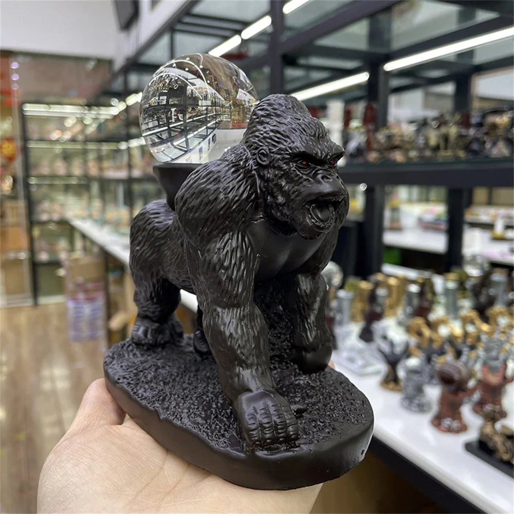 Roaring Gorilla Resin Crafts Ornament Crystal Ball Holder Sphere Display Stand Creative Office Desktop Home Decor Gifts