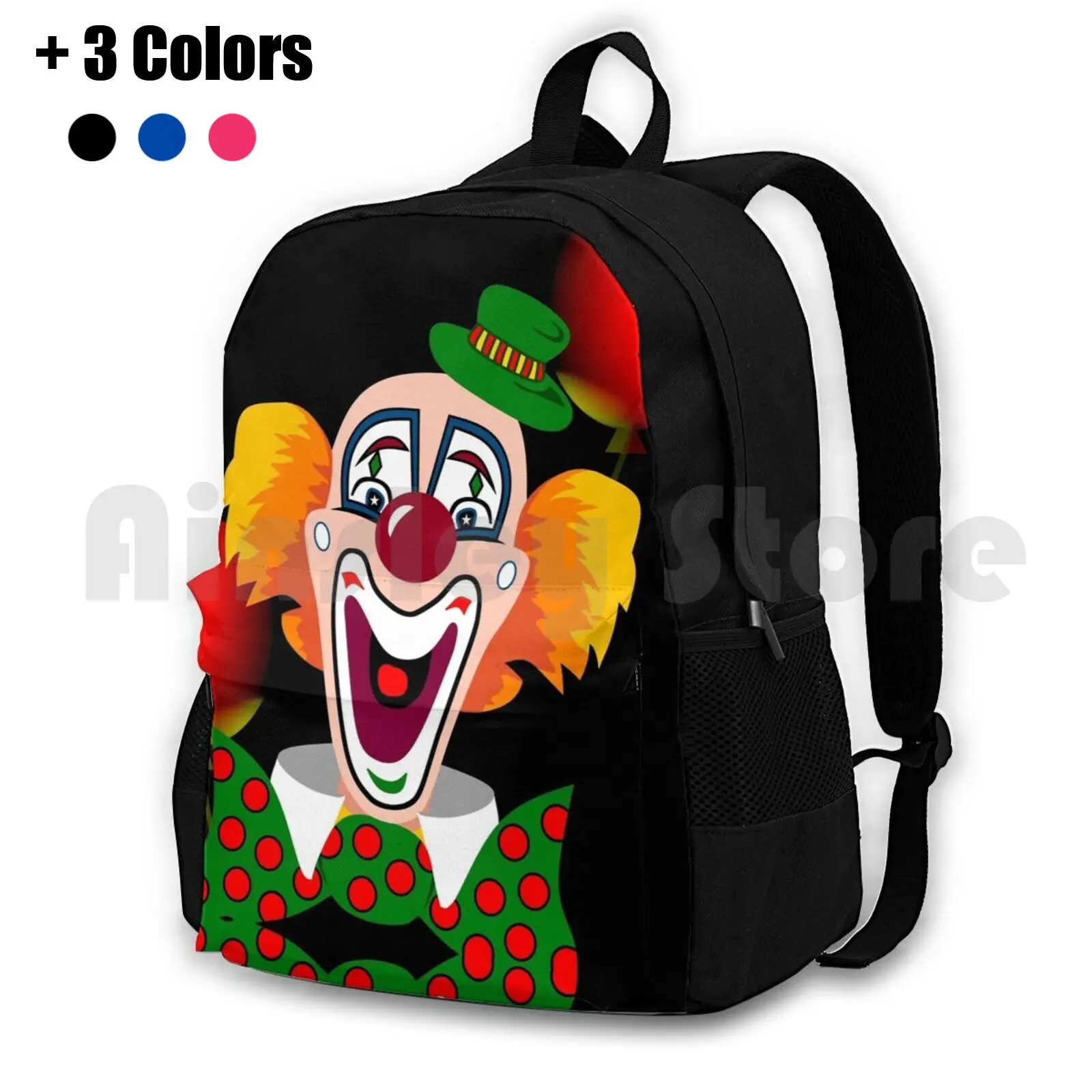 Clown Outdoor Hiking Backpack Waterproof Camping Travel Comedian Comic Comical Amusing Entertaining Balloon Circus Pipo Pierrot