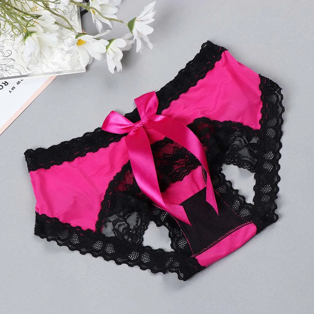 Women Sexy Panties Hips Bowknot Crotchless Panties Knickers Sexy Lingerie Underwear ropa interior femenina Open Crotch Briefs