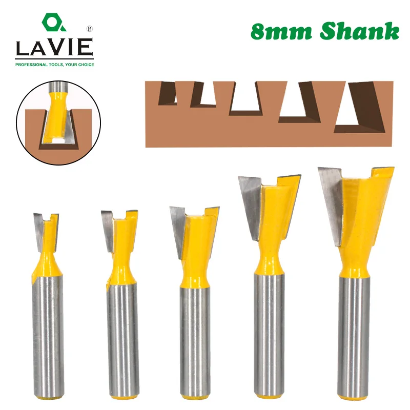 LA VIE 1 8Mm Vỏ Dovetail Chung Router Bit Bộ 14 Độ Chế Biến Gỗ Khắc Bit Xay Cắt Cho gỗ MC02220