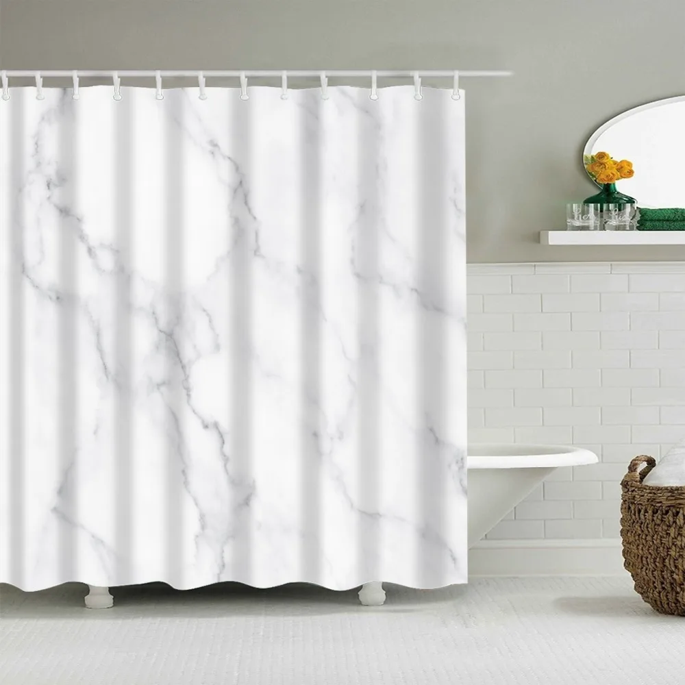 Waterproof Shower Curtains Fabric Polyester Marble Stripes Printing Shower Curtains 5 Color Available Bathroom Shower Curtains