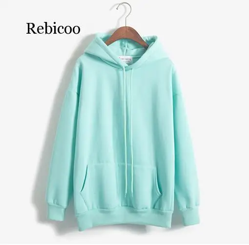 Plain Hooded Sweatshirt Cute Pink Kawaii Poleron Mujer 2020 Winter Solid Kangaroo Pocket Hoodie Navy Light Blue Hoodie Women