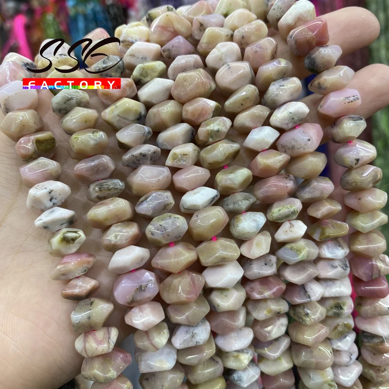 Faceted Natural Pink Opal Stone Beads Irregular Special Cut Genuine Loose Spacer Beads for Jewelry Making Diy Bracelets Necklace