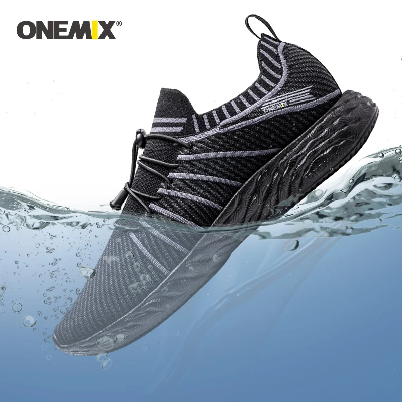 ONEMIX-Zapatillas de correr transpirables para hombre y mujer, calzado deportivo resistente al agua para caminar al aire libre, DMX, color negro,