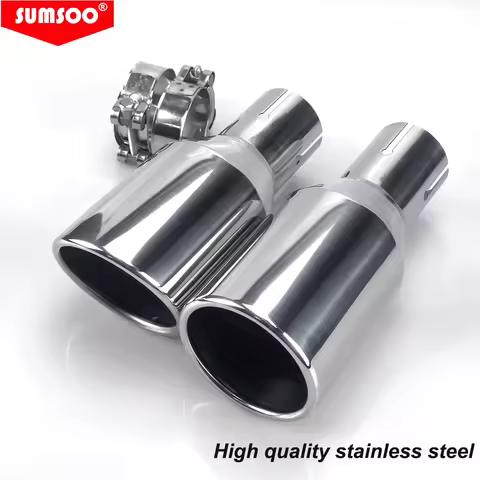 1piece Universal modification Car Accessories silver Curly Flange Muffler exhaust Stainless Steel Tip End Pipe