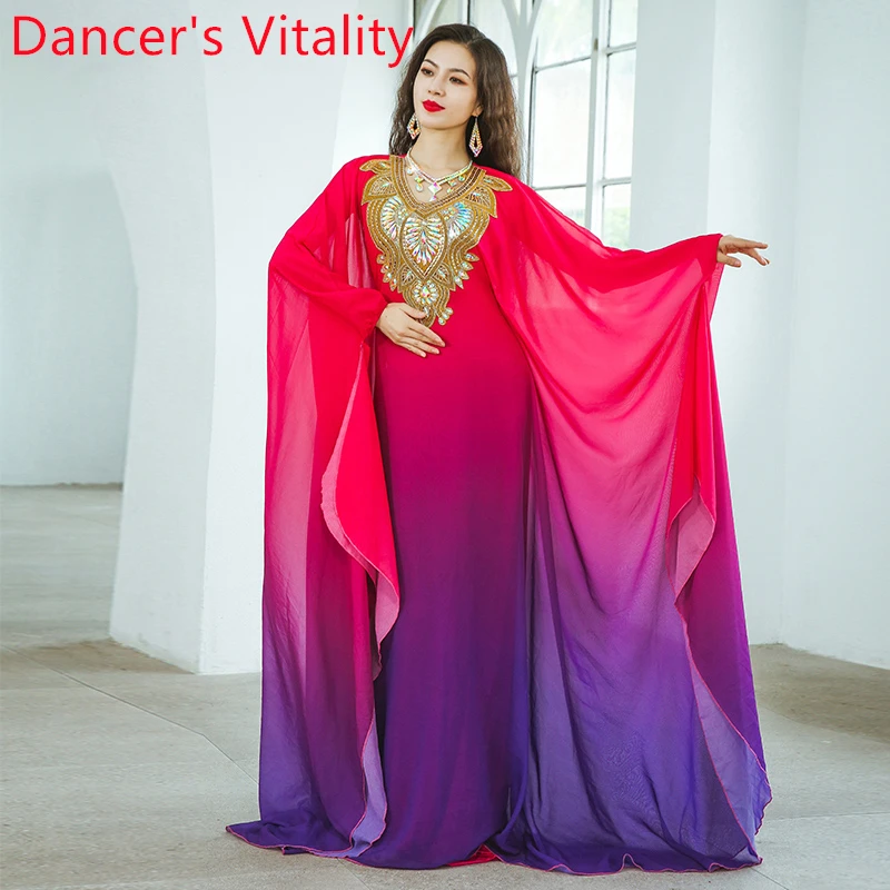 Ropa de actuación de danza del vientre para mujer, bata de danza del vientre, vestido de columpio de pelo, ropa de Baile Oriental, Bata