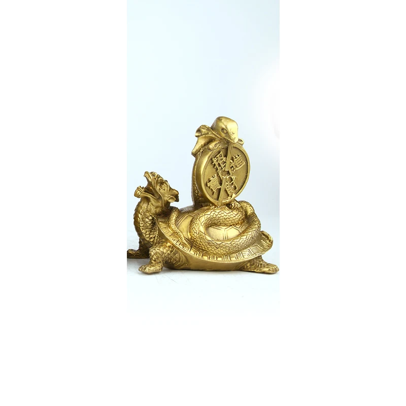 Chinese Myth Therion Beast Snake Dragon Turtle Tortoise Brass Evil XuanWu Statue