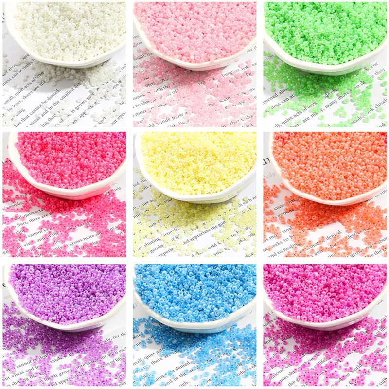 500/1000pcs 2mm/3mm Candy Cream Color Glass Seed Beads DIY Round Spacer Beads For Kids Handmade Sewing Craft Necklace Bags Cloth