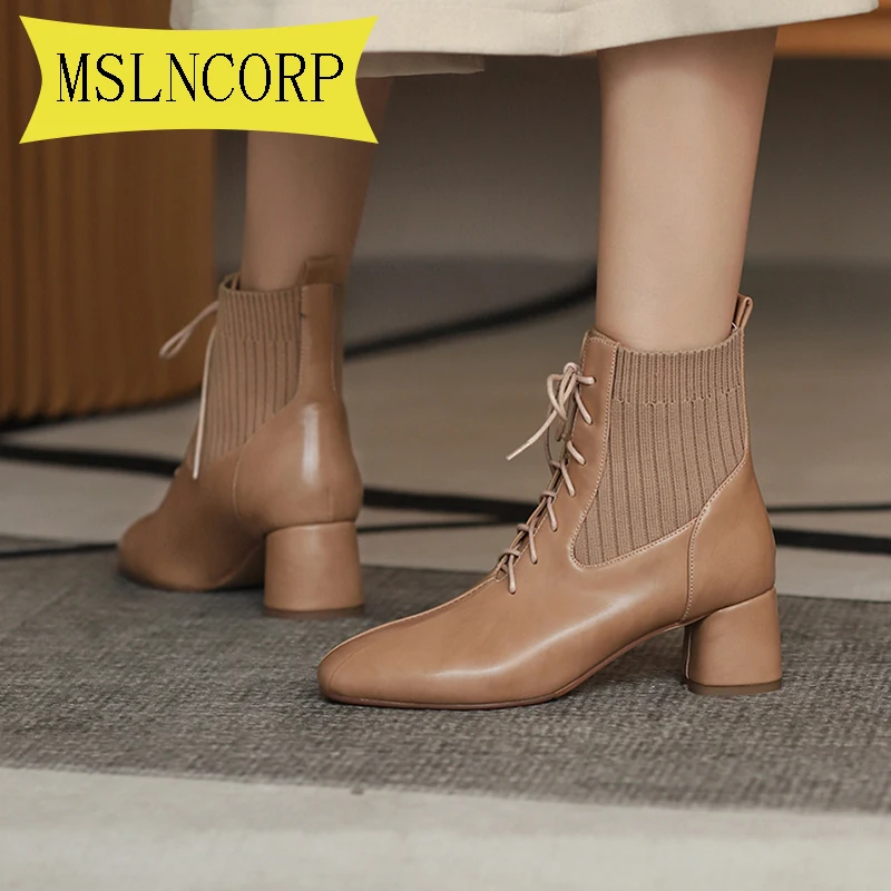 

Женские кожаные ботильоны на высокой платформе, размеры 34-46