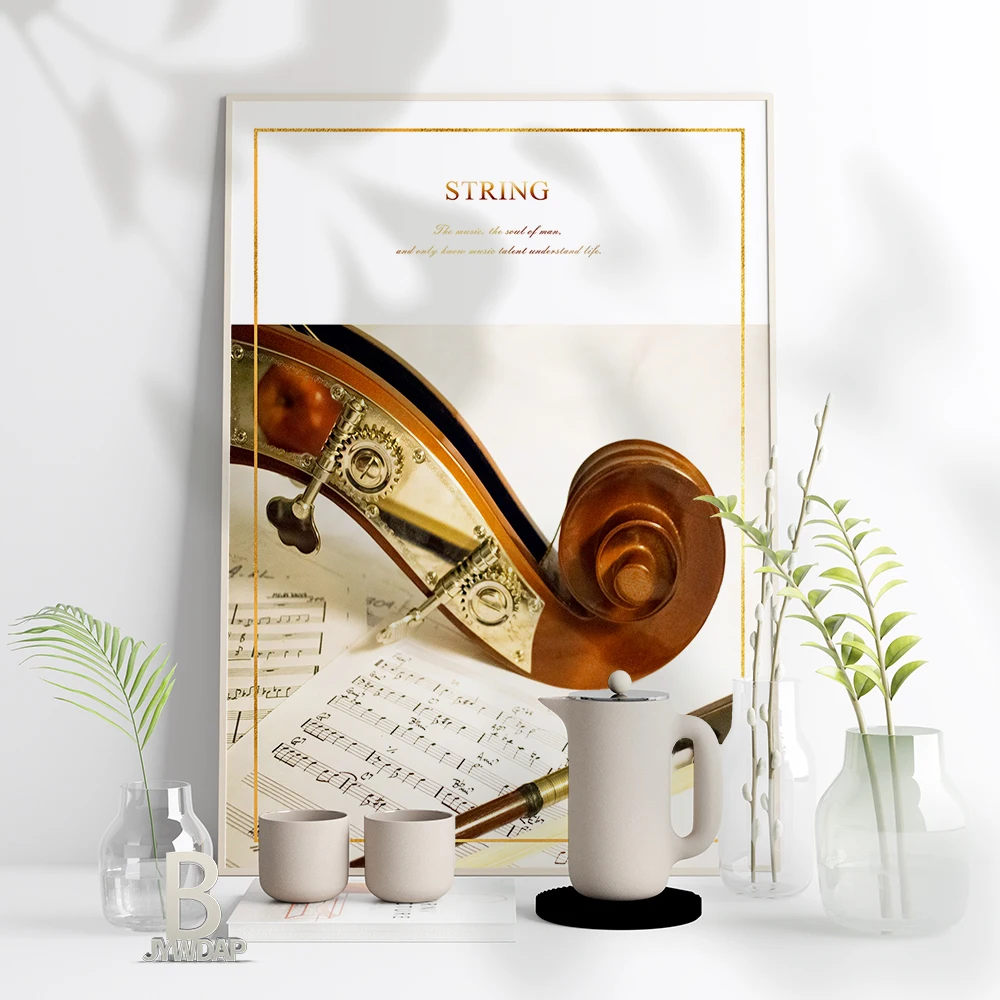 Picture Of Musical Instrument - Retro String Rekam gambar Poster kanvas