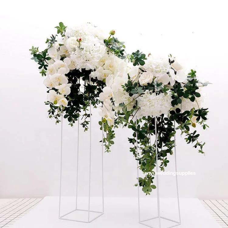 White Romantic customized style metal flower stand centerpiece wedding design senyu1881