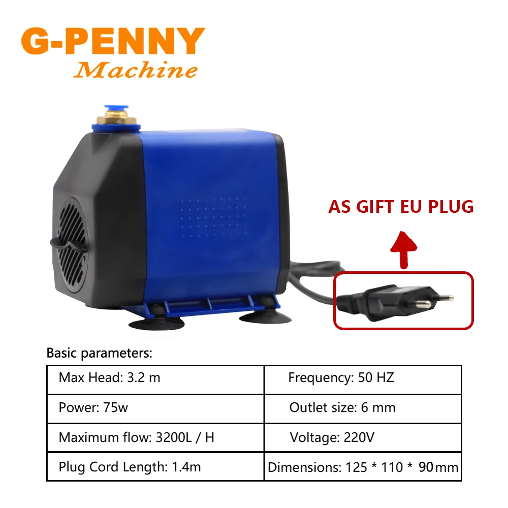 G-PENNY Machine 2.2KW ER20 D80 Water cooled spindle Motor 220v/380v 2.2KW Frequency VFD & 80mm Clamping bracket 75W water pump