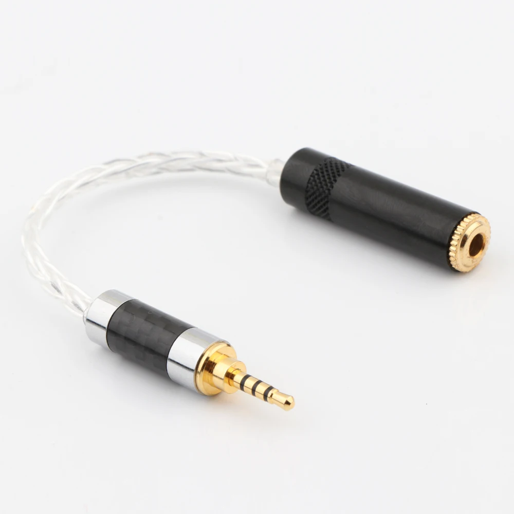 15cm Carbon fiber 2.5mm Male  to 3.5mm Stereo Female Calbe  TRRS Balanced Earphone Audio Adapter Cable,twisted pair cable