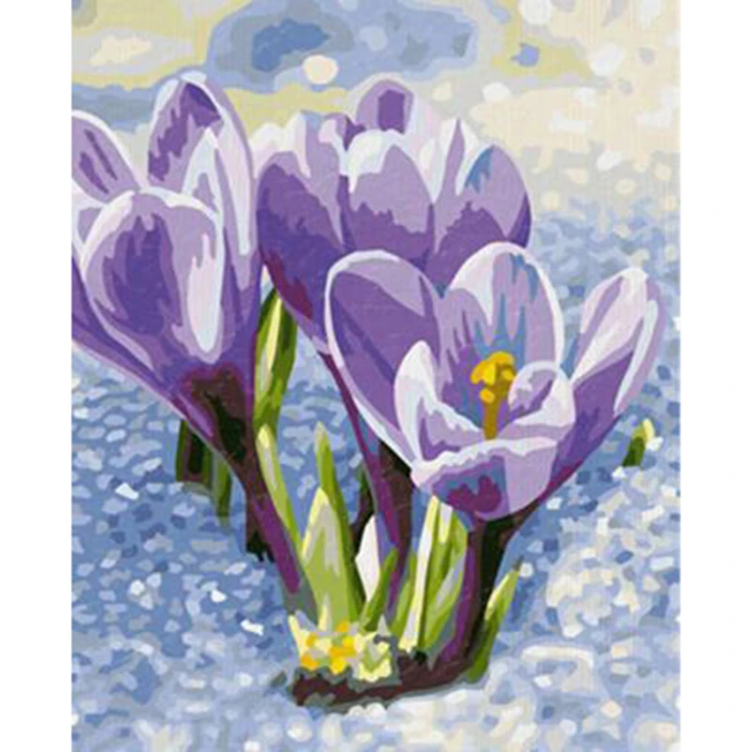 Diamond Painting 5D DIY Square/Round Diamond Flower Painting Snow Purple Flower Beauty Picture Cross Stitch Decoration Art FH237