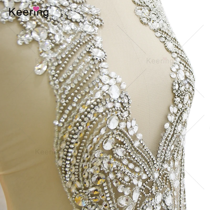 Imagem -05 - Big Crystal Rhinestone Applique Corpo para Vestido de Festa