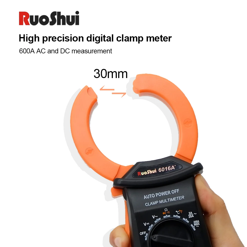 RuoShui 6016A+ Clamp Meter Automatic Range AC DC Voltage Current Ammeter Voltmeter Ohm Temp Capacitance Hz Tester Clamp Ammeter