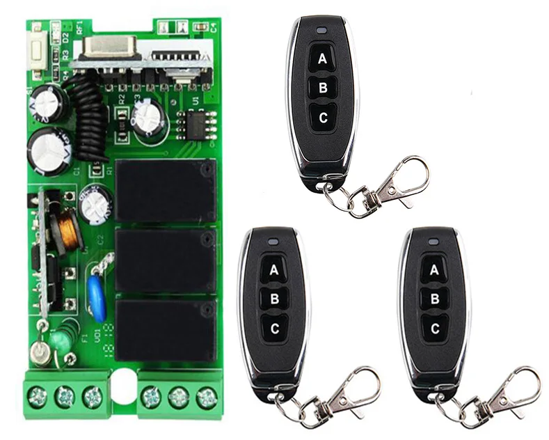 Inteligentny wiele AC110V 220V 230V 433 MHz 3CH 3 CH 3 kanałowy przekaźnik bezprzewodowy RF pilot zdalnego sterowania odbiornik z przełącznikiem