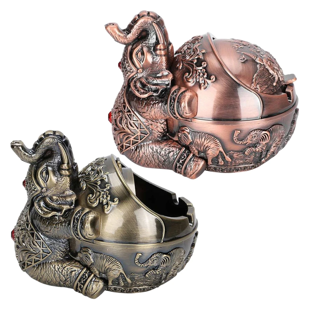 Chic Windproof Ash Tray with Lid Creative Portable Sculpture Ashtray Indoor&Outdoor Souvenirs Statue Home Office Car Ornament