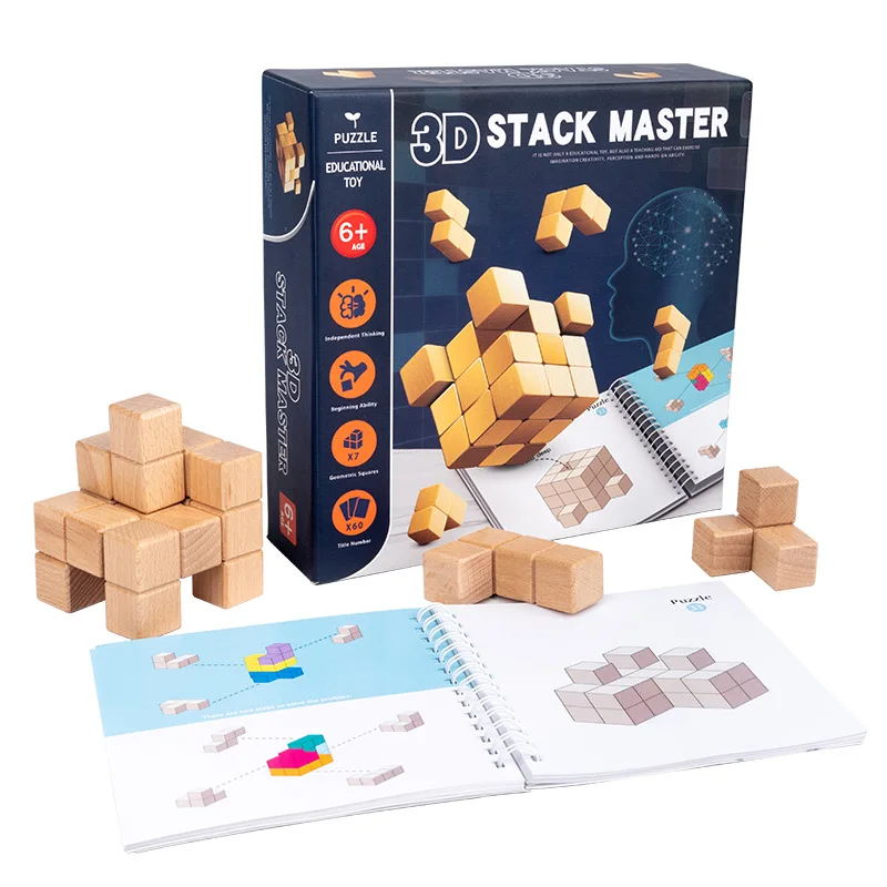 

Baby Wood Building Blocks Cube Toys Spatial Thinking Block Space Thinking Creative Building Blocks Thinking Cubes Gift