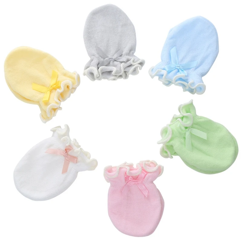 4PCS Soft Baby Anti Scratching Gloves Newborn Face Protection Scratch Mittens Cute Bownot Baby Mitten Infant Handguard Supplier