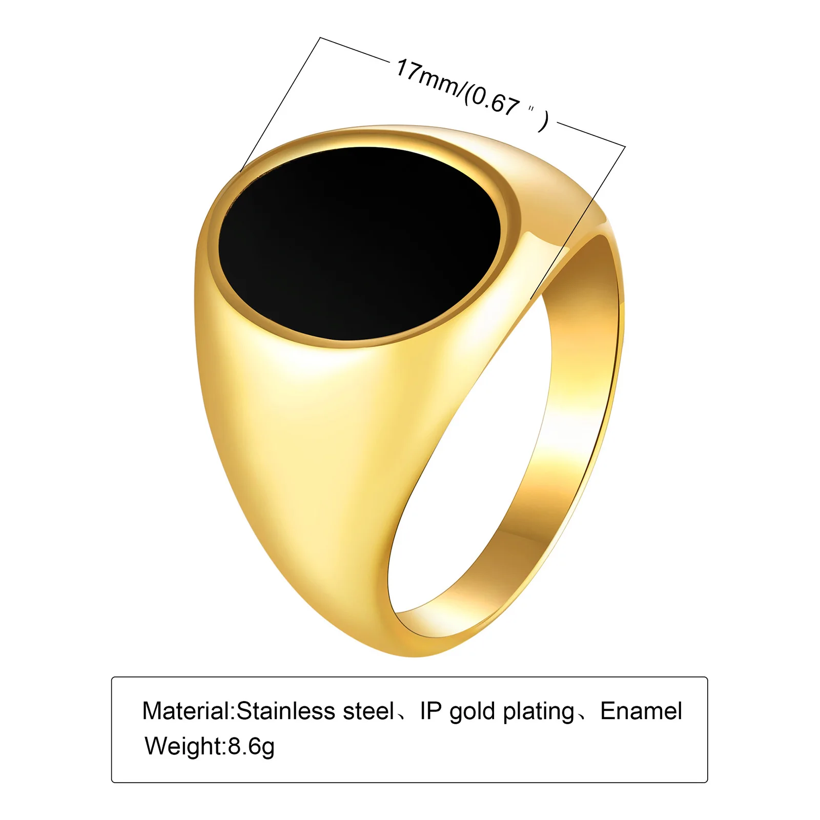 Signet Ring In Stainless Steel with Gold Plating for Men Jewelry, Fashion Round Rings Gift To Teens