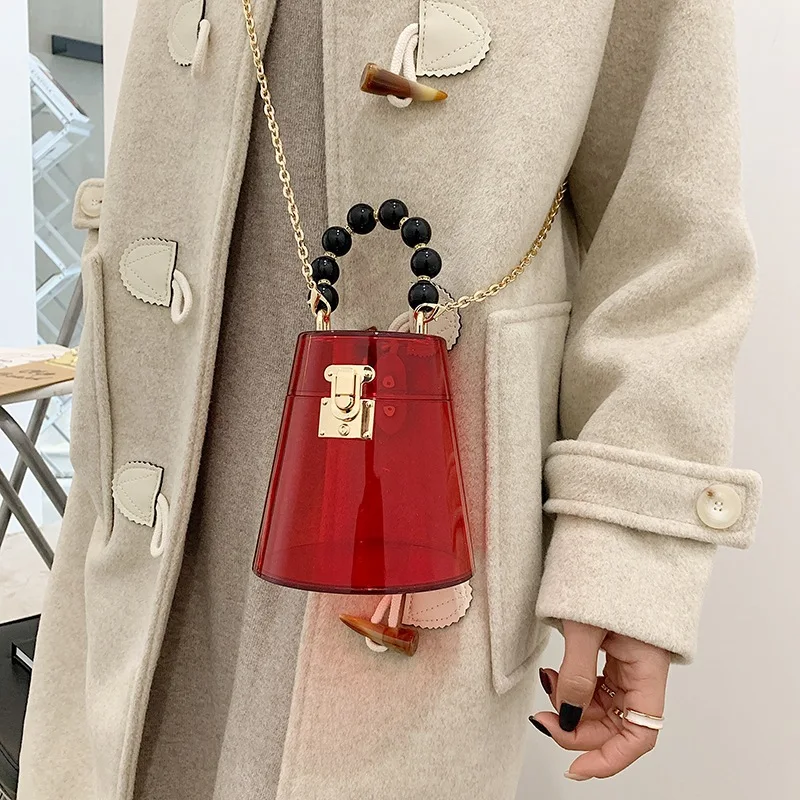 Acrylic Box Bucket Bag Chain Mini Crossbody Bag Fashion Shoulder Bag Women Purses and Handbags Designer Bag Clutch Bag