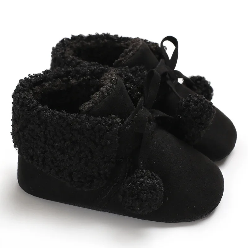 2020 Baby Girl Plus Cashmere New Design Silicone Non-slip Warm Princess Casual Cotton Baby Girl Winter Soft Toddler Shoes