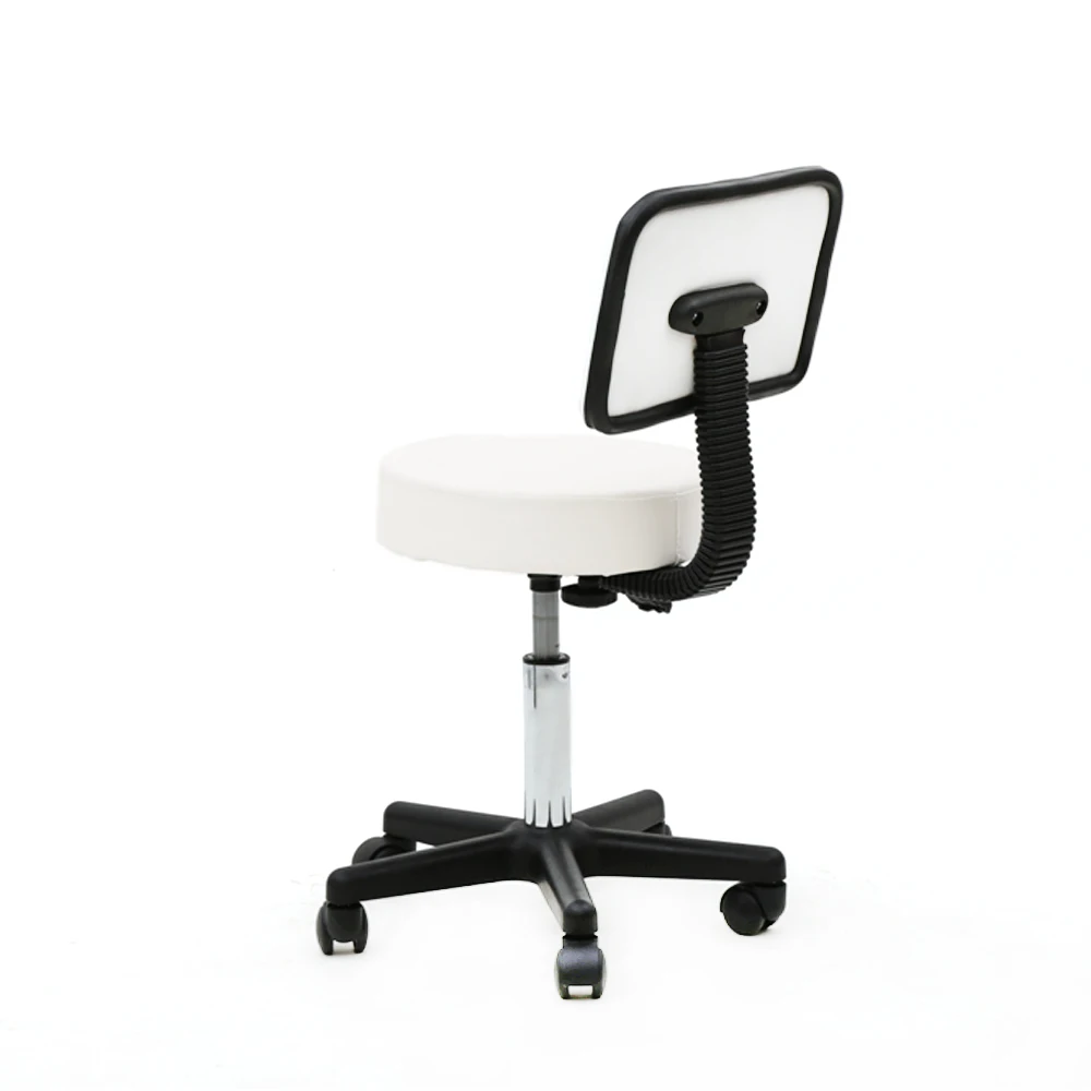 360 Degrees  Adjustable Round Shape Plastic Adjustable Salon Stool with Back White Bar Stool Chair  Bar Stools Modern