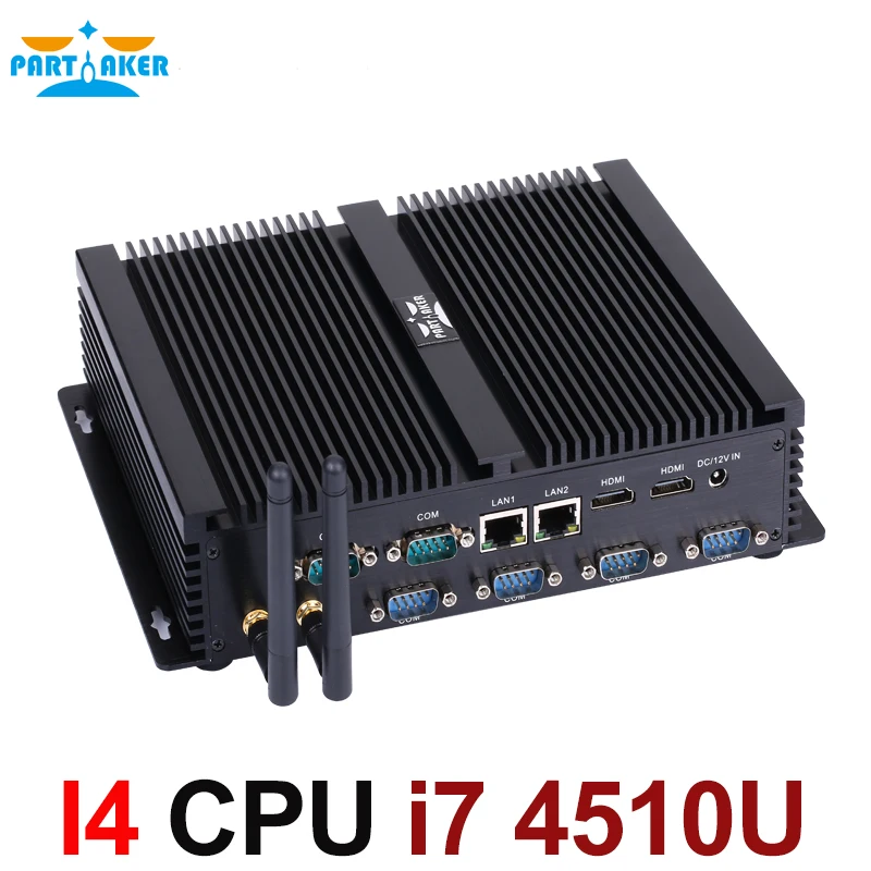 Fanless Industrial Mini PC i7 4510U 4500U Barebone Mini PC i7 Windows 10 ITX Computer 2 LAN 2 HDMI 6 COM 8 USB Nettop