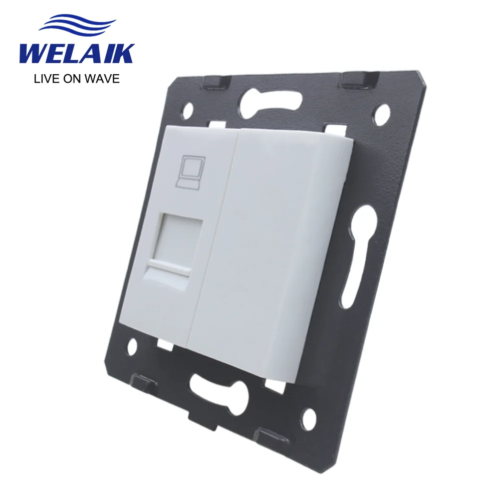 WELAIK EU Standard Internet RJ45 CAT6 Computer DIY-Parts-Wall Socket Parts-Without Glass-Panel  45*45mm A8COW