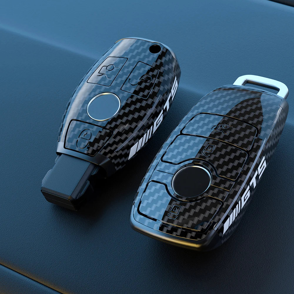 Carbon fiber pattern key case cover Key case protective shell holder For Mercedes Benz 2017 E Class W213 2018 S class Accessorie