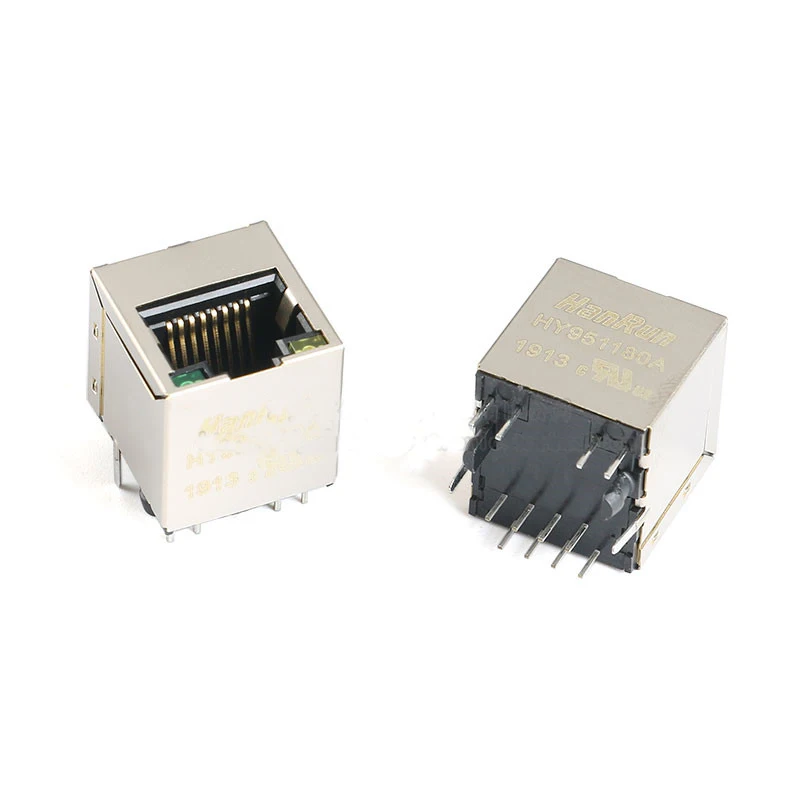 1PC HY951180A stand RJ45 socket 100Base-T WiFi network connector with LED