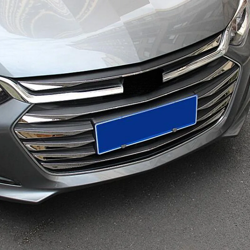 Tonlinker Exterior Car Racing Grills Cover Stickers for Chevrolet ONIX 2020 Car Styling 9 PCS Stainless steel Cover Stickers