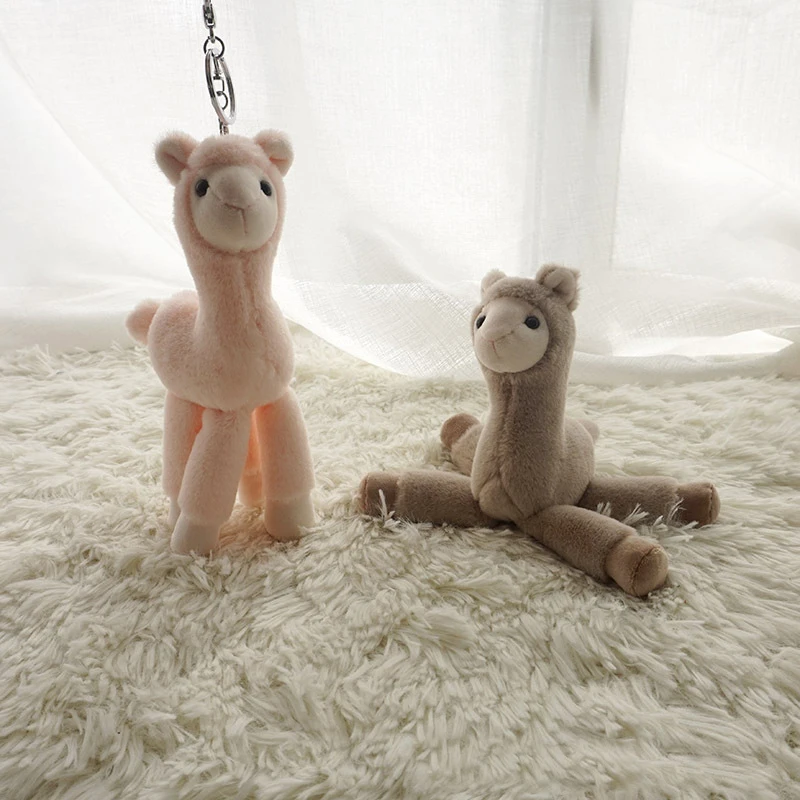 Soft Cotton Funny Alpaca Toys Stuffed Plush Doll Key Chain Ring Cute Sheep Horse Camel Animals Keychains Women Bag Charms Gift