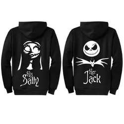 Jesień Jack i Sally bluzy z kapturem dla par Halloween przed świętami bożego narodzenia kurtki mężczyzna kobiet para z kapturem