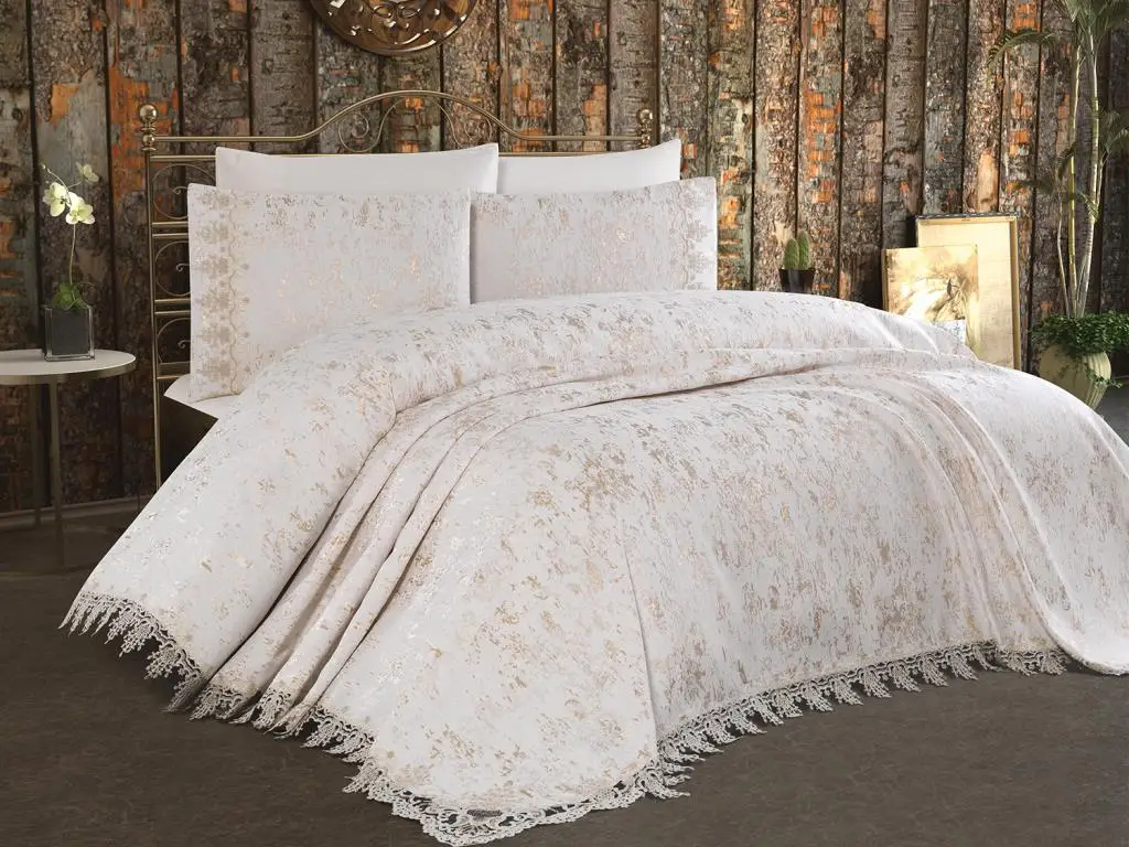 Land Of dowry Sofia Bed Cover Cream Cappucino