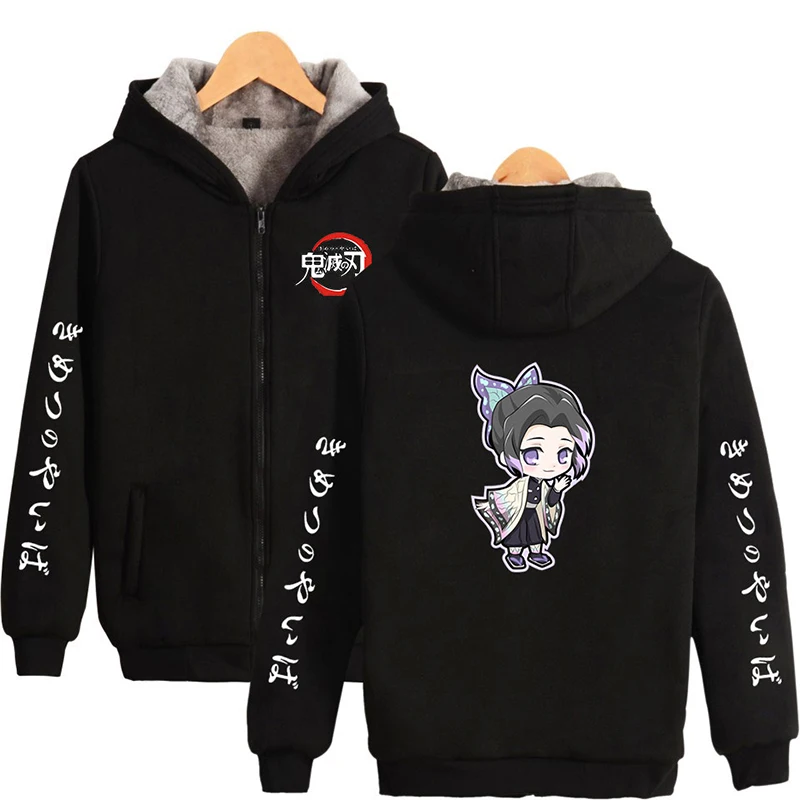 Japanese Anime Hoodie Tracksuit Demon Slayer Costume Winter Men Women Zipper Hoodies Jackets Long Sleeve Hooded Sweatshirts Tops