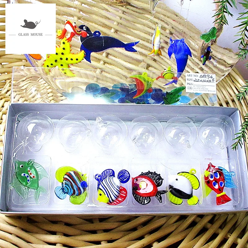 

6pcs Custom Floating Glass Bubble Tropical Fish Tiny Figurines Pendant Aquarium Decoration Supplies Cute Sea Animal Mini Statues