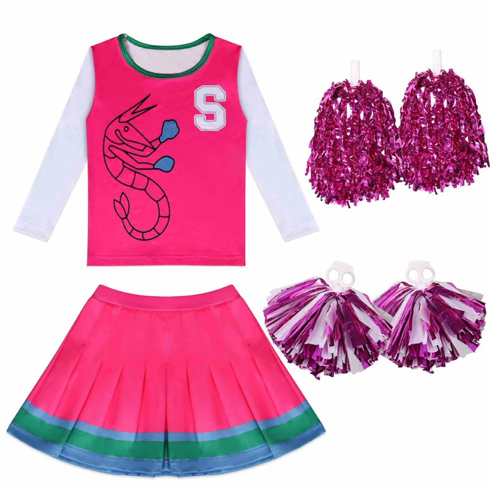 

Kids Halloween Costumes for Girls 2020 Zombies Addison Cheerleader CosplayTops+skirt Clothes Set Fancy Outfits with Flower Ball